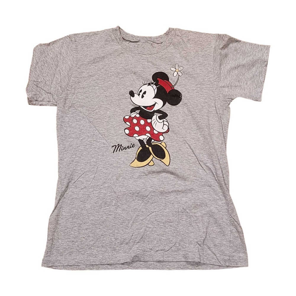 Disney Junior's Classic Minnie Mouse Graphic Print Gray T-Shirt Size Large